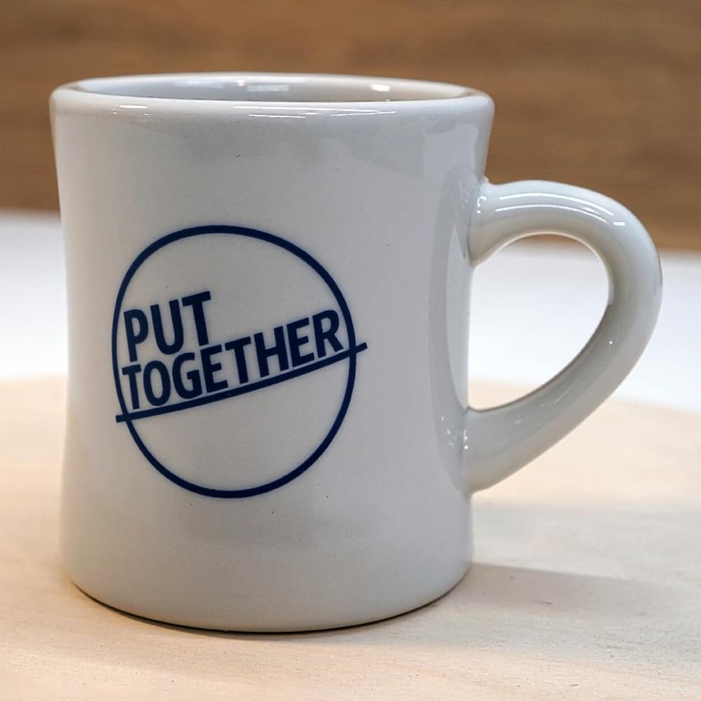 June 15th, 2021: Our new coffee mugs are launching this Friday on our online shop! Every purchase of one of these heavy duty diner mugs will directly support Put Together!